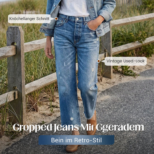 📢📢35% RABATT !!⏰Damen-Retro-Cropped-Straight-Leg-Jeans👖