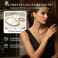 📢📢50 % RABATT! ⏰Verstellbares Halsketten- und Armband-Set im Blatt-Design mit Strasssteinen