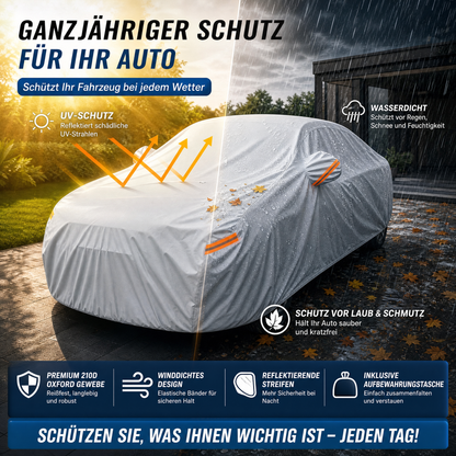 📢📢40% RABATT !!⏰ Ganzjahres-Autoabdeckung mit silberner Beschichtung – schützt vor Sonne, Regen & Staub, mit Spiegel-Taschen – für den Außenbereich geeignet 🛡️