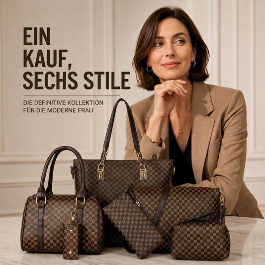 📢📢50% Rabatt  !!⏰ Stylishes 6-in-1-Mutter-Kind-Taschenset – Bedruckt, vielseitige Schultertasche, Crossbody- & Handtasche für den täglichen Gebrauch 🌿