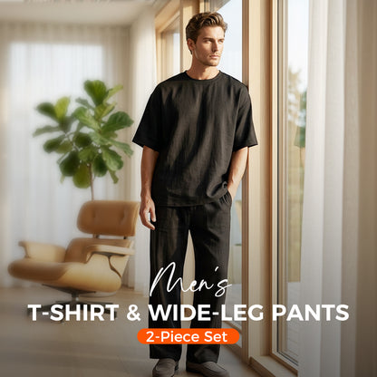 🎁 NUR FÜR KURZE ZEIT: 40 % RABATT! 👔 2-teiliges Set aus Herren-T-Shirt und Hose mit weitem Bein