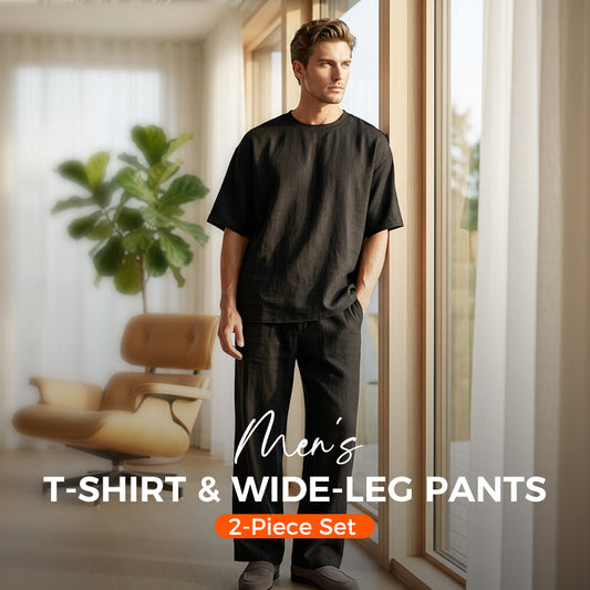 🎁 NUR FÜR KURZE ZEIT: 40 % RABATT! 👔 2-teiliges Set aus Herren-T-Shirt und Hose mit weitem Bein