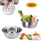 ⏳Zeitlich begrenzter 50% Rabatt⏰ Haushalts-Edelstahl 3-teiliges Gemüse-Hack- und Abtropfkorb-Set🥒🥔🧅