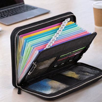 📢📢40% RABATT !!⏰Feuerfeste Dokumentenmappe mit 12+ Fächern – wasserabweisender Dokumentenorganizer mit Griff für A4-Unterlagen, Ausweise & wichtige Dokumente