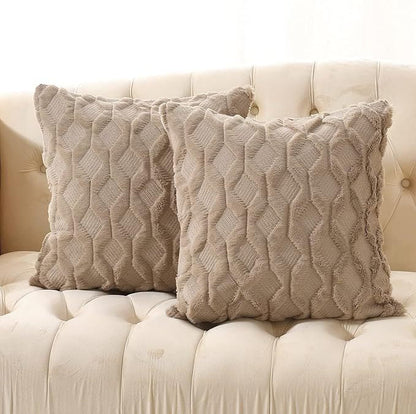 ✨50% RABATT NU! !✨Weicher Plüsch-Kissenbezug mit besticktem geometrischem Rautenmuster, minimalistisch einfarbiges Wurfkissen für das Sofa