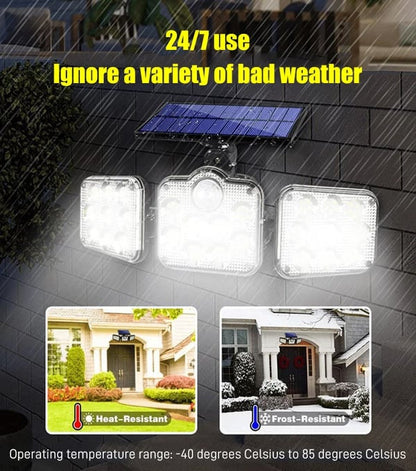 🔥⚡Energiesparende tragbare Solar-Wandleuchte mit drei Köpfen für Garten, Camping, Hof und Zuhause
