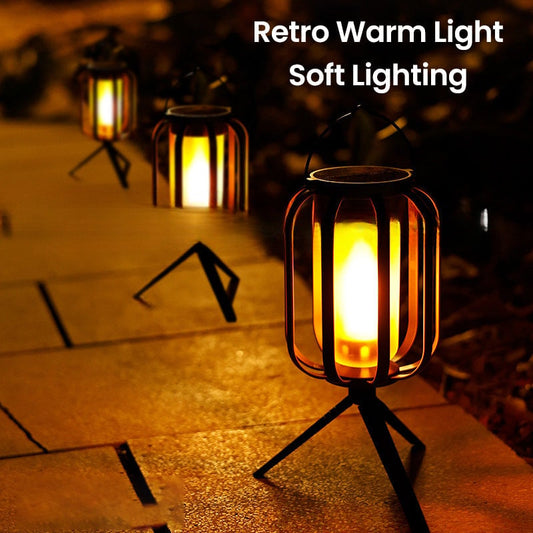 🔆 🔥Upgraded flackernde Flamme Solar Laterne im Freien wasserdichtes Licht