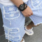 📢📢50 % Rabatt!! ⏰Herren-Ripped-Denim-Shorts mit Fransen-Details