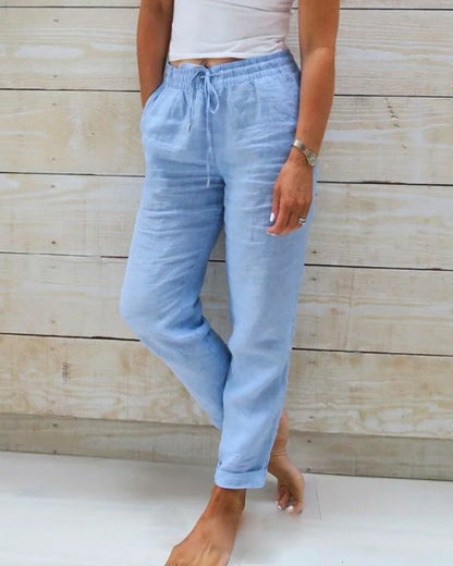 🌸LAST DAY SPECIAL PRICE: ￡12.99!!🌸Women's  Elastic Waist Cotton Linen Casual Pants