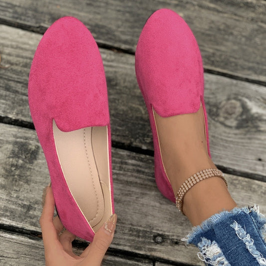 📢📢60 % Rabatt!! ⏰ Damen Flachschuhe aus Wildleder – runde Form, flacher Absatz, einfarbig