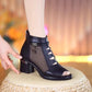 📢📢50% RABATT !!⏰Weiches Leder Damen Stiefeletten mit Netzstoff-Einsatz, Sandalen mit praktischem mittlerem Absatz für jeden Tag