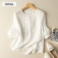 👚40% RABATT! 🌿 Damen Dünnes Stickerei-Shirt aus Atmungsaktiver Baumwolle & Leinen – Leicht & Luftig – Perfekt für Sommer & Urlaub – Kurzarm & Rundhals ✨