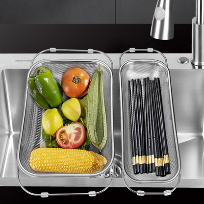 📢📢JETZT 50 % RABATT!! ⏰🥗 Edelstahl Teleskop-Abtropfkorb – verstellbar, rostfrei, platzsparend für Küchenspüle