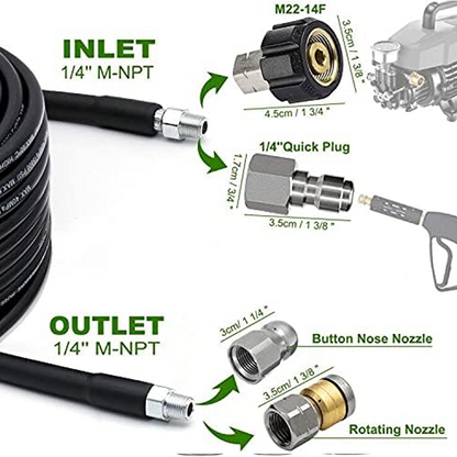 68% RABATT! 🚨Reinigungsset für Abwasserkanäle 5800 PSI – Rotierende Düse und verstärkter Schlauch zum Entstopfen von Rohren 🛠️✨ – Kostenloser Versand
