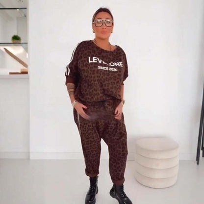 📢📢HEISSER VERKAUF 66 % RABATT💥Damen-Zweiteiler mit Leopardenmuster (Sweater und Hose)