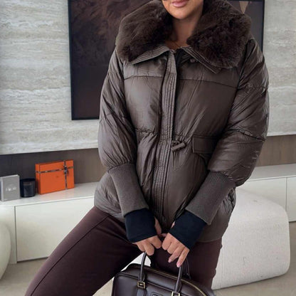 📢📢60 % RABATT !!!🔥Stylische Damen-Pufferjacke mit Kunstfell-Kragen