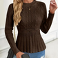 Damen Pullover mit grobem Strick, Rundhalsausschnitt und Peplum-Saum