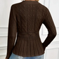 Damen Pullover mit grobem Strick, Rundhalsausschnitt und Peplum-Saum