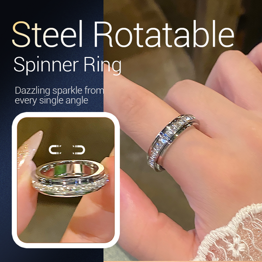 🔥Solange der Vorrat reicht 48 % Rabatt!🎉Drehbarer Spinner-Ring aus Titanstahl mit Zirkonia