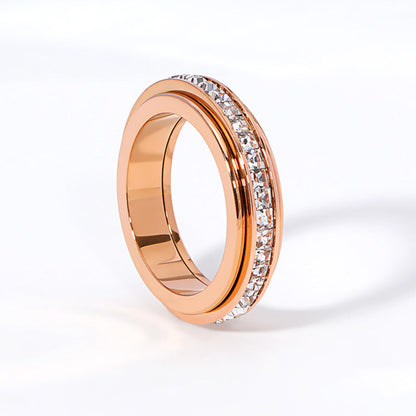 🔥Solange der Vorrat reicht 48 % Rabatt!🎉Drehbarer Spinner-Ring aus Titanstahl mit Zirkonia