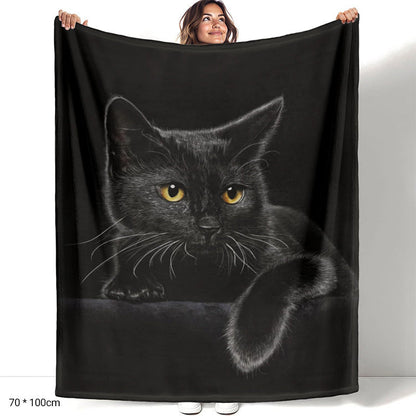📢📢55% RABATT!!! 🎅Verstärkte Ultra-Warme Bettdecke mit Schwarz Katze Motiv für die Bettkante