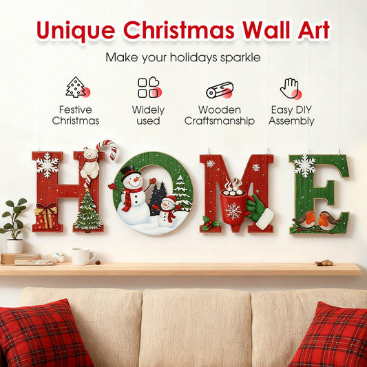 📢📢60 % de réduction !!!🎅Décoration murale en bois pour Noël avec lettres - HOME/JOY