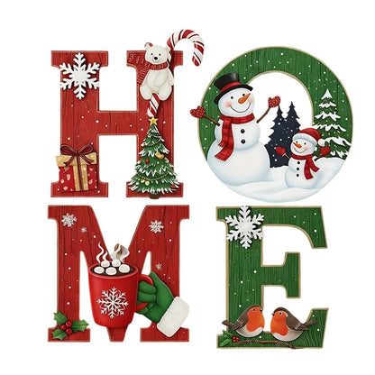 📢📢60 % de réduction !!!🎅Décoration murale en bois pour Noël avec lettres - HOME/JOY