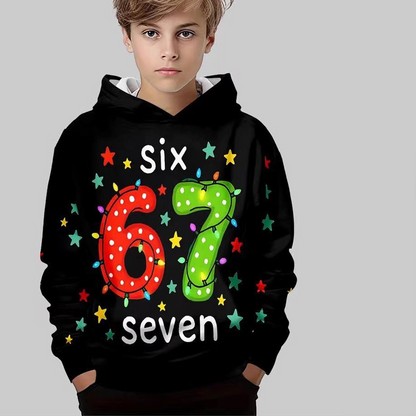 📢📢58% RABATT!!! 🎅Kinder Weihnachts-Kapuzenpullover mit „67“ Grafik-Print