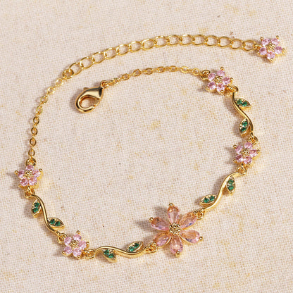 📢📢50 %  RABATT !! ⏰Damenarmband mit Kirschblüten-Strass🌸