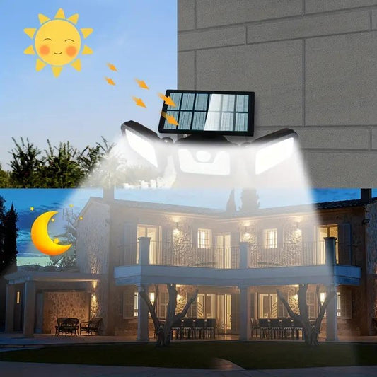 📢📢3 kaufen， 1 gratis dazu⏰Solar-Wandleuchte mit 3 Leuchtenköpfen und Sensor-Beleuchtung