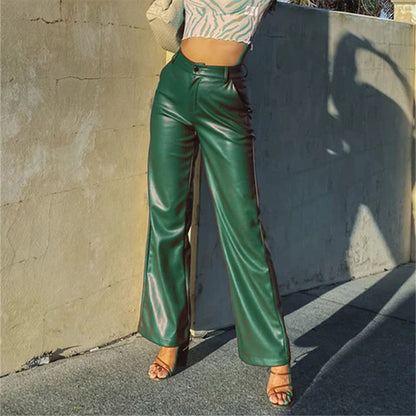 Versatile High-Waist Faux Leather Pants