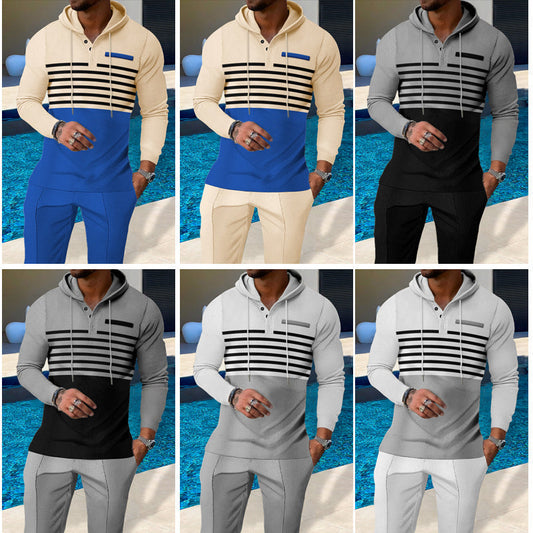 📢📢60 % Rabatt!! ⏰ Herren-Trainingsanzug mit Kapuze und Farbblock-Design 👖
