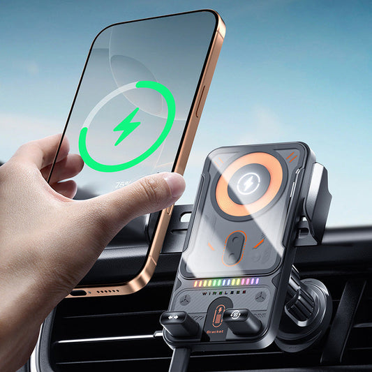 📢📢60 % Rabatt!! ⏰Intelligenter 2-in-1-Autotelefonhalter mit automatischer Drehfunktion und kabellosem Ladegerät⚡