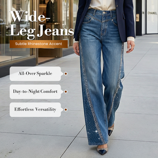 Damen Jeans mit Strassbesatz und weitem Bein