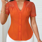 📢📢50 % Rabatt!! ⏰Blouse d'été à col en V, manches en dentelle et boutons pour femme