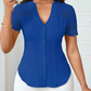📢📢50 % Rabatt!! ⏰Blouse d'été à col en V, manches en dentelle et boutons pour femme