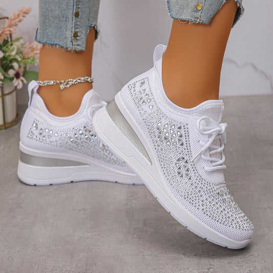 📢📢50% RABATT! ⏰ Atmungsaktive Sneaker aus Mesh mit Strassverzierung – Funkelndes Design, Leichte Belüftung & Rutschfeste Gummisohle ✨👟