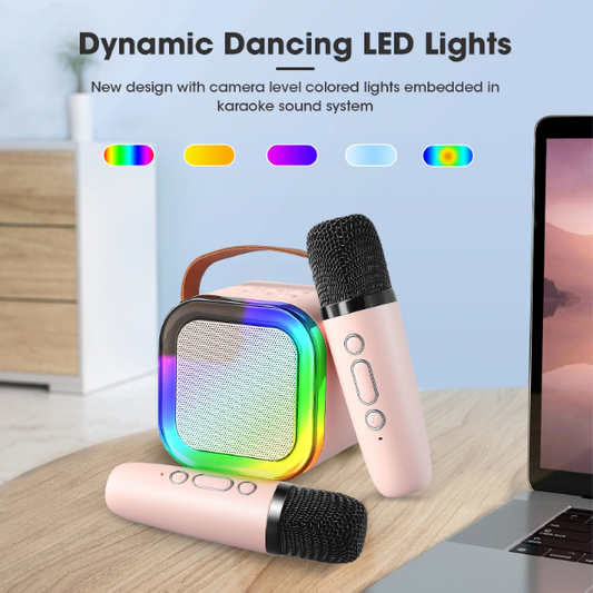 Mini Karaoke Machine for Kids with Wireless Microphones