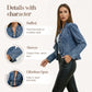 📢📢40 % RABATT !! ⏰Damen-Jeansjacke mit Rüschenbesatz und offenem Vorderteil – Leicht und feminin – Vielseitig und schick