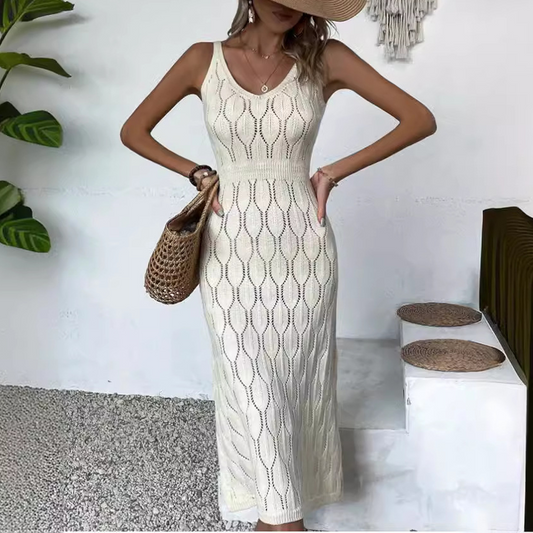 📢📢60% RABATT! ⏰2026 Neu eingetroffen Elegantes Kleid mit V-Ausschnitt & Pointelle-Strickmuster ✨