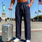 🛒 50 % Rabatt 👖Herrenhose mit elastischem Bund und Kordelzug, gerader Schnitt
