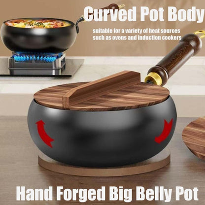 📢📢50 % Rabatt!! ⏰Alteisen Wok – Robuster Gusseisenbräter mit Deckel für Braten & Kochen👩‍🍳🍲