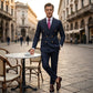 📢📢60 % Rabatt!! ⏰ Ensemble costume à double boutonnage à fines rayures pour homme