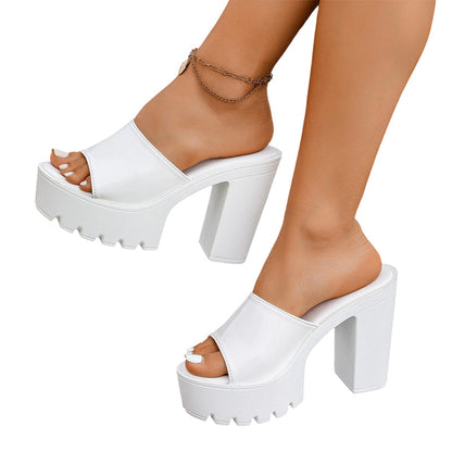 Slip-On Open Toe Lug Sole Sandals