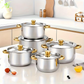 📢📢 -60% AUF 5-TEILIGES KOCHSET! 💎 Robuster Edelstahl, Glasdeckel & Elegante Gold-Akzente