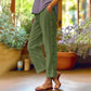 📢📢50 % Rabatt!! ⏰Lässige, einfarbige, locker sitzende Cropped-Hose mit seitlichen Knöpfen