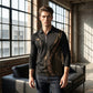 Men's Casual Retro Long Sleeve Zip-Up Polo Shirt