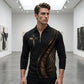 Men's Casual Retro Long Sleeve Zip-Up Polo Shirt