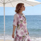 Women's Floral Print Half-Sleeve Tiered Ruffle Dress