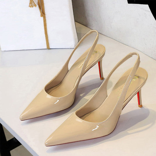 💎40% Rabatt💥👠Lackleder-Stilettos mit spitzer Zehenpartie und Fersenriemen für Damen💃Ich bin die Königin – ich strahle vor Selbstbewusstsein
